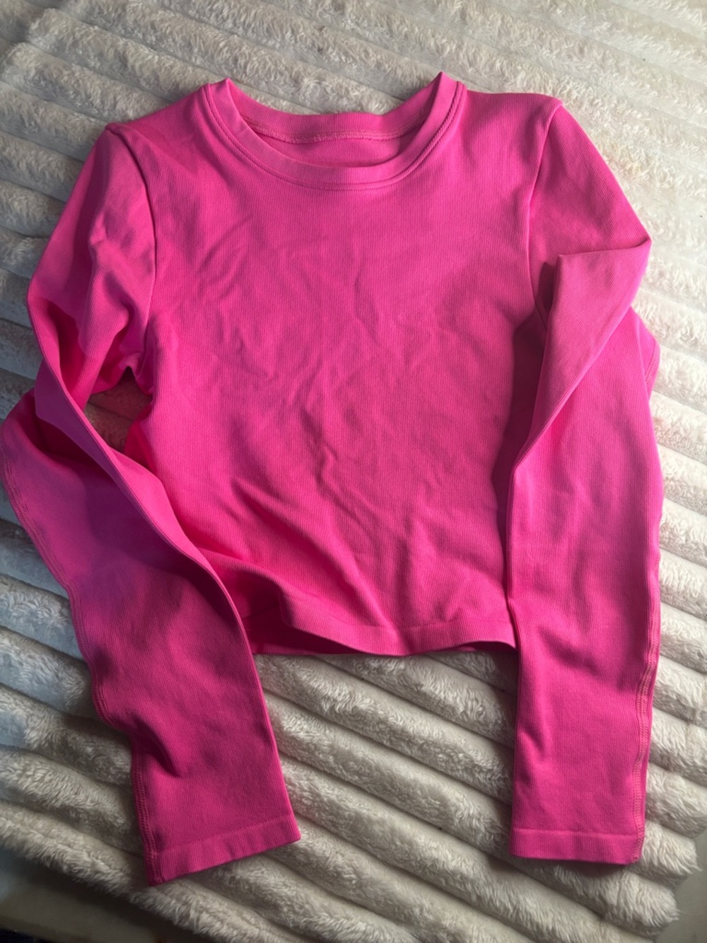 Girls' Long Sleeve Crewneck Top in Bright Pink